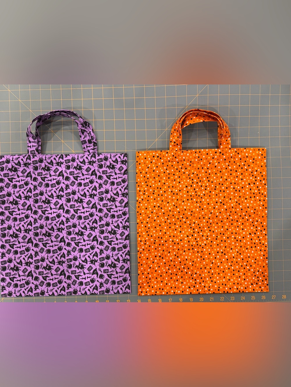 Hand Crafted Halloween Trick-or-Treat Tote Bags - Purple, Black, Orange - Picture 8 of 8